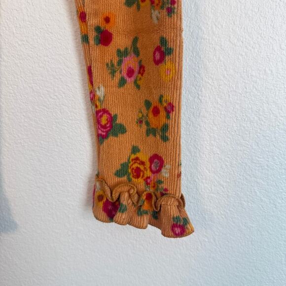 Matilda Jane HAYRIDE Leggings Size 6 Orange Floral Velour Ruffle Hem - Picture 2 of 6